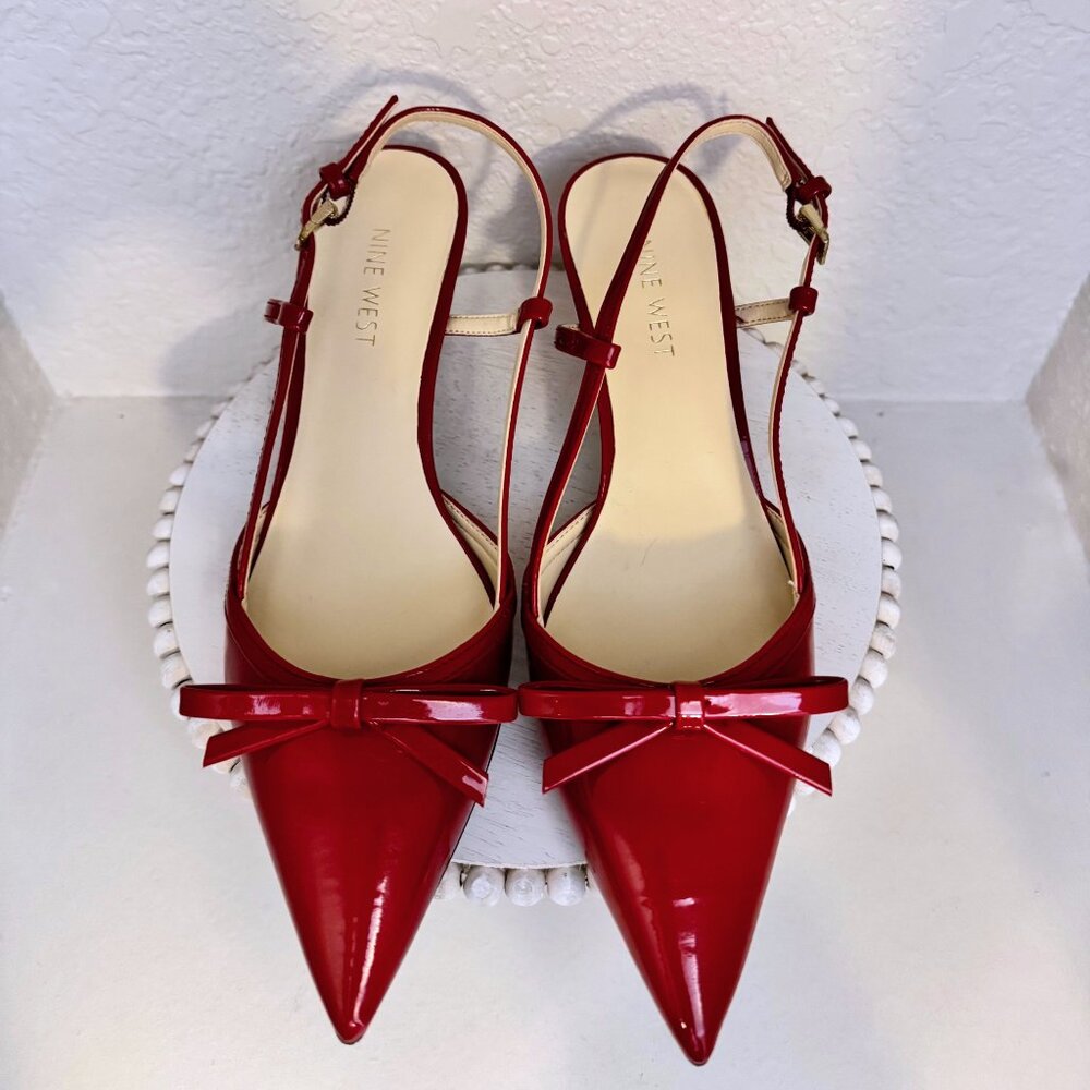 Nine West Reega Tapered Heel Slingback Red Heels Pumps Size 8